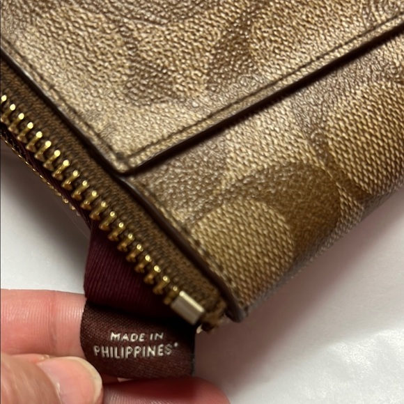 Coach Brown Clutch with Monogram Pattern and Zipper Closure - Picture 8 of 13